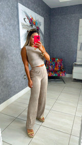 IS1S Crinkle textured top and pant set