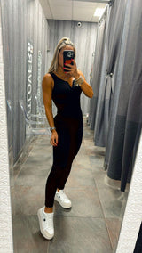 7017 Ribbed center vbra wire detail tank jumpsuit
