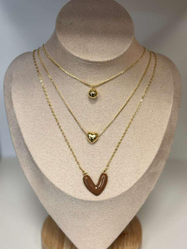 DL128 Corazon trend triple collar con aretes