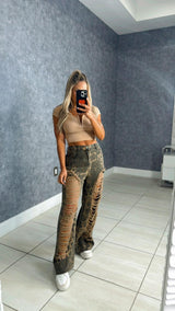 4042 Wide leg ripped jeans