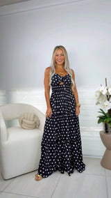 6658 Polka dot print maxi dress