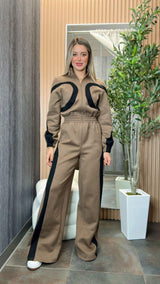 5074 Wide leg contrast jumpsuit