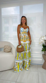 4326 Tiered printed maxi dress