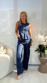 8495 Denim tank top and jeans set
