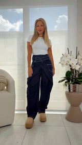 8938 Crossover denim pants