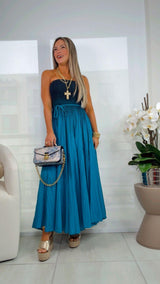 3054 Pleating tube midi dress