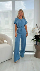 0021 Top and wide leg pants set