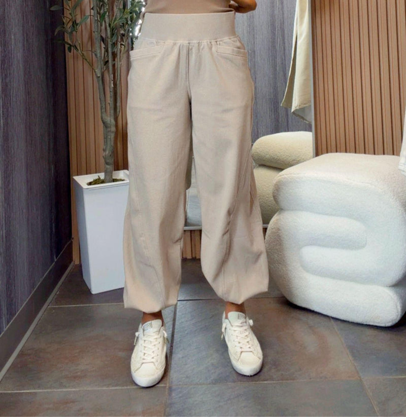 6411 Rib brush cocoon pants