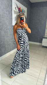 1230 Zebra print maxi dress