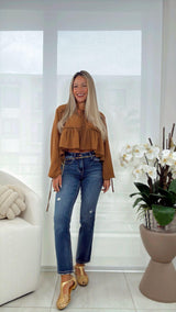 5223 High rise ankle slim straight pants