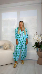 7058 Polka dot jacket and jogger set