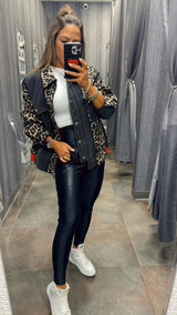6069 Contrast animal print jacket