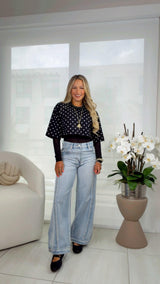 7527 Body mesh with polka dot crop top