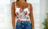 0741 Floral mesh corset top