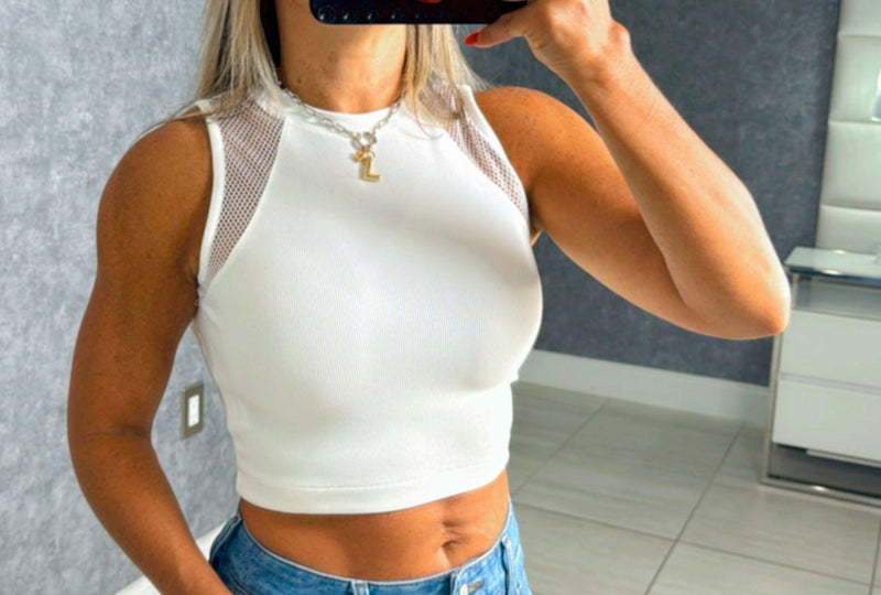 2063 Mesh detail crop top