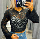 4593 Long sleeve crochet sweater