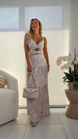 1767 Star snake print open front maxi dress