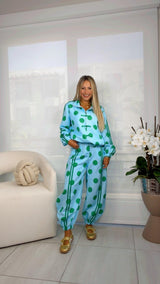 7058 Polka dot jacket and jogger set