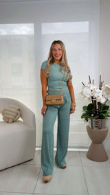 IS19 Crinkle textured top and pant set