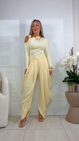 2984 Golden twist asymmetrical blouse