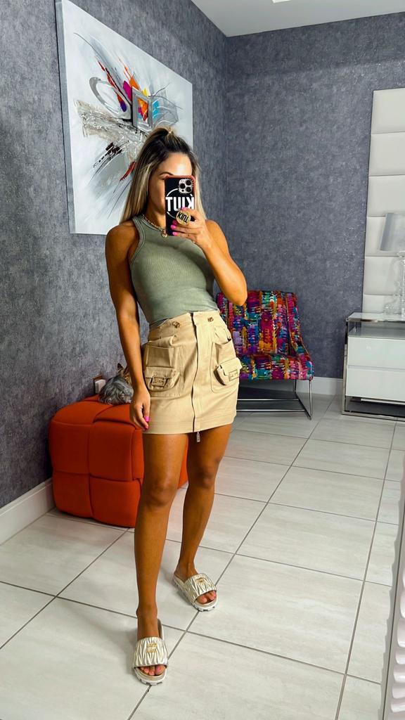 3198 Cargo pockets skirt with zipper