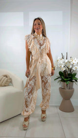 3321 Lace top and pants set