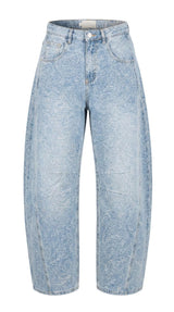 0270 Textured barrel denim pants