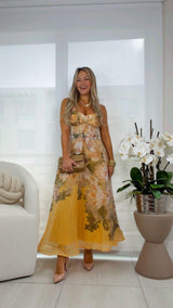 2053 Fall floral midi dress