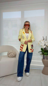 1618 Bold embroidered patchwork blazer