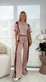 1434 Trim tape top and pants set