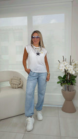 0505 Star mama necklace print tee