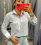 3761 Stripe crop shirt