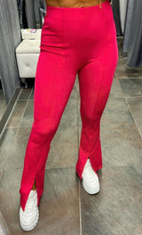 RB42 Strechy ribbed slit leg leggings