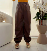 1112 Elastic waist faux leather joggers