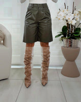 3728 PU Faux leather bermuda short