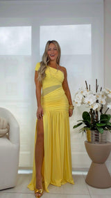 2338 One shoulder slit maxi dress