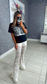 9391 Elastic lace pants