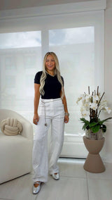 3166 Mini polka dots on side barrel pants