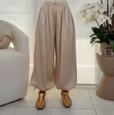 2763 Elastic waist satin harem pants