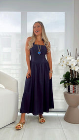 H480 Denim midi dress