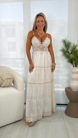 863 Crochet and eyelet maxi dress