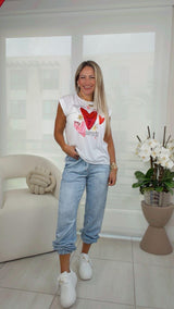 0505 Heart pop necklace print tee