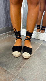I03 Santorini leg wrap suede espadrilles