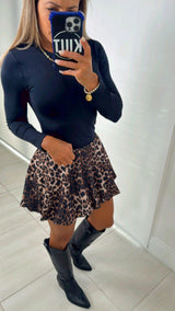 5232 Leopard print bubbled mini skirt