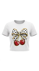 X290 Cherry bow print top