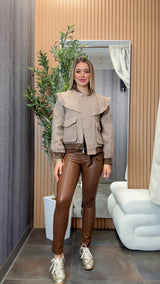 5187 Ruffle detail bomber jacket