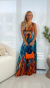 1553 Multicolor snake printed maxi dress