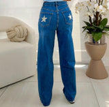 4345 Star pocket detail denim pants
