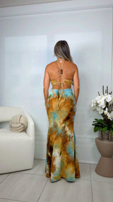 0433 Textured marble maxi dress
