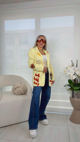 1618 Bold embroidered patchwork blazer